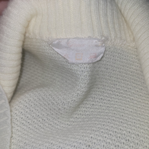 Vintage 80's White Cardigan with Matching Belt M - Picture 6 of 6